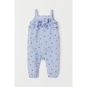 H&M Baby Blue and White Striped Ladybug Romper